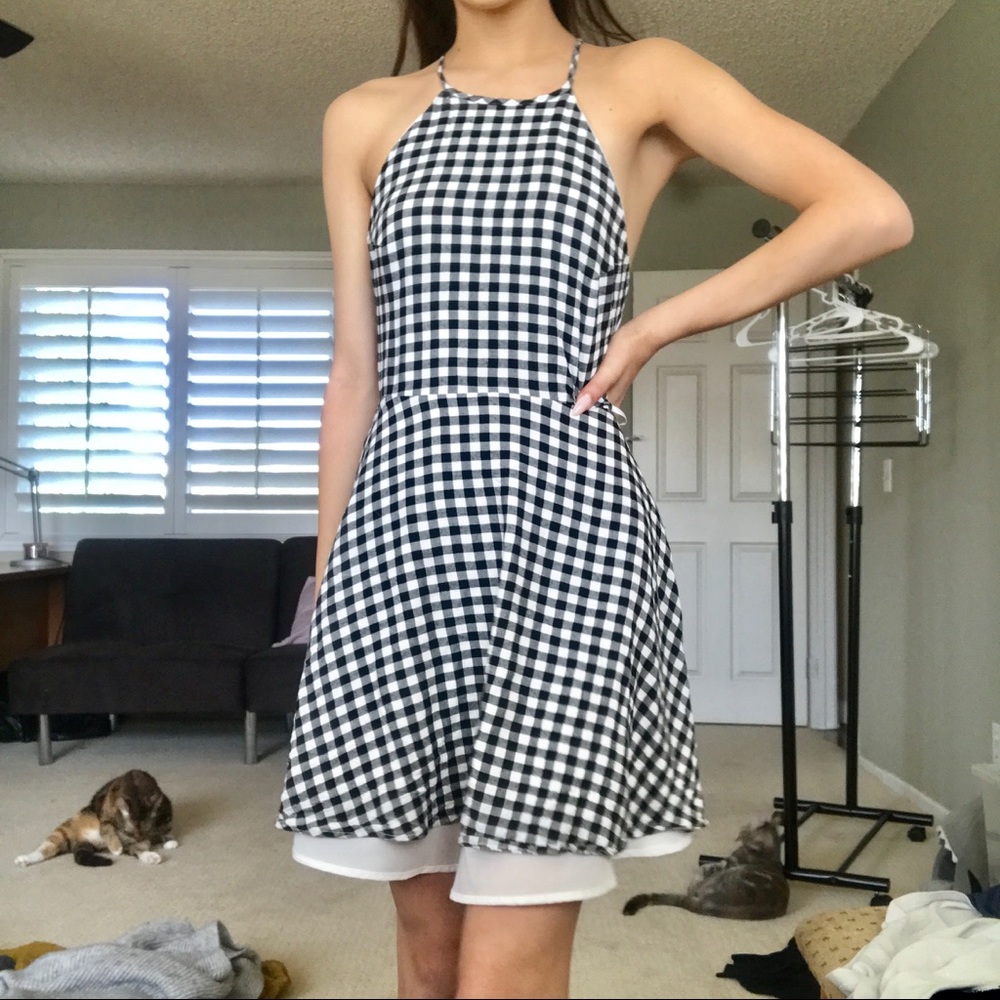 Lulus gingham halter dress
